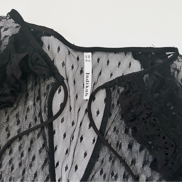 Black Mesh Polka dot Mini Cover up Dress - Picture 3 of 4